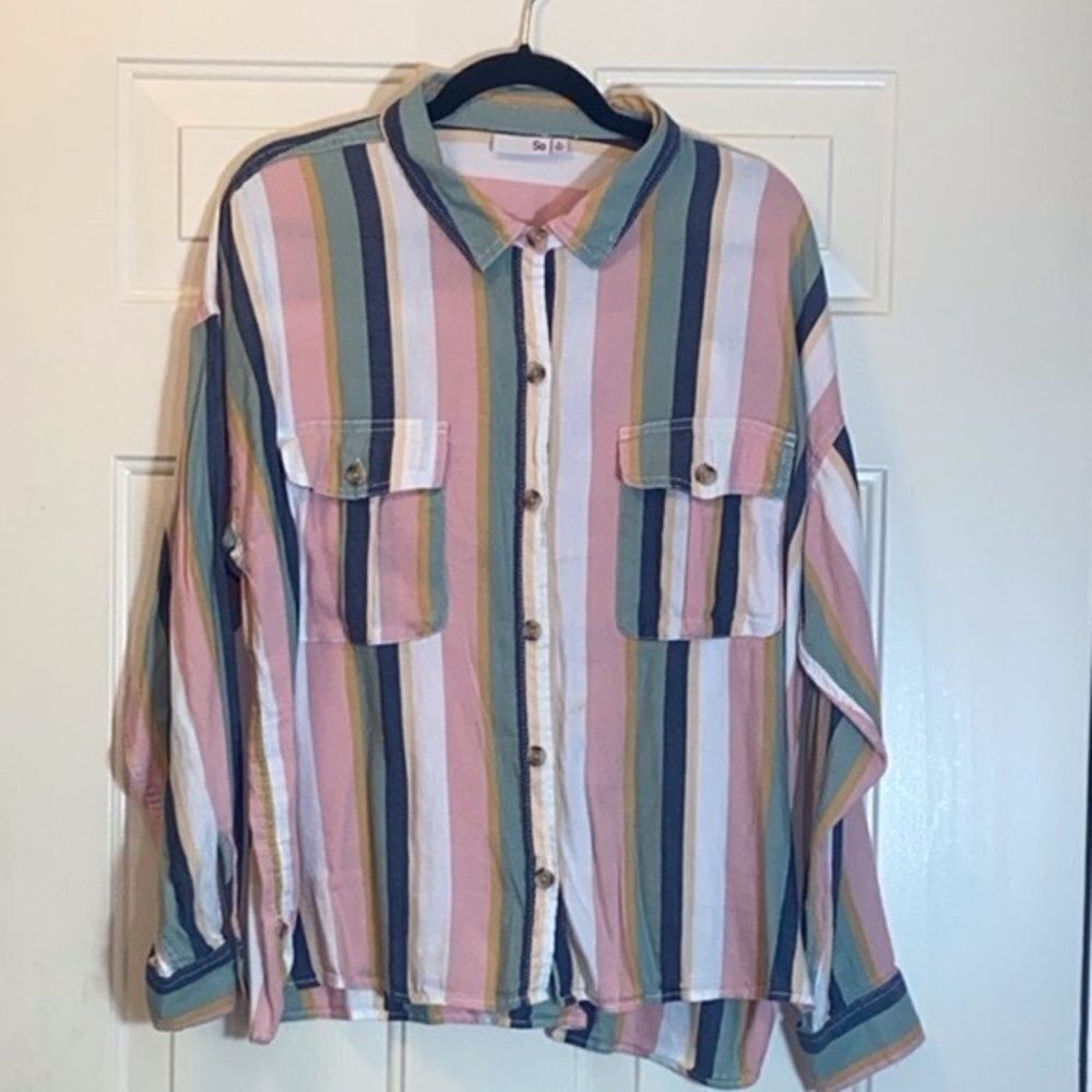 So Women’s Long Sleeve Shirt Top Blouse Size XL